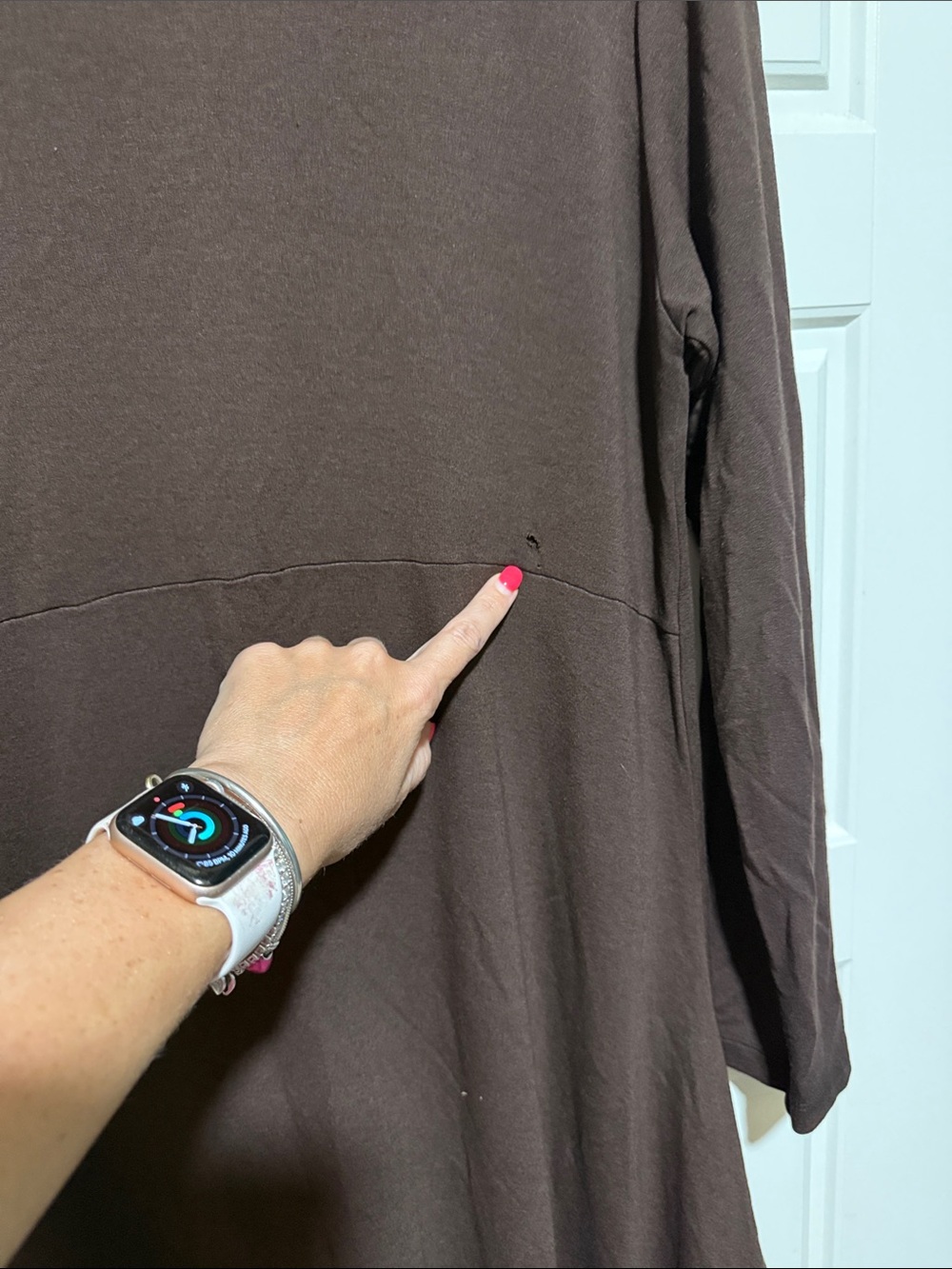 bryn Walker Long Sleeve Asymmetric Chocolate Brown Dress - Picture 8 of 9